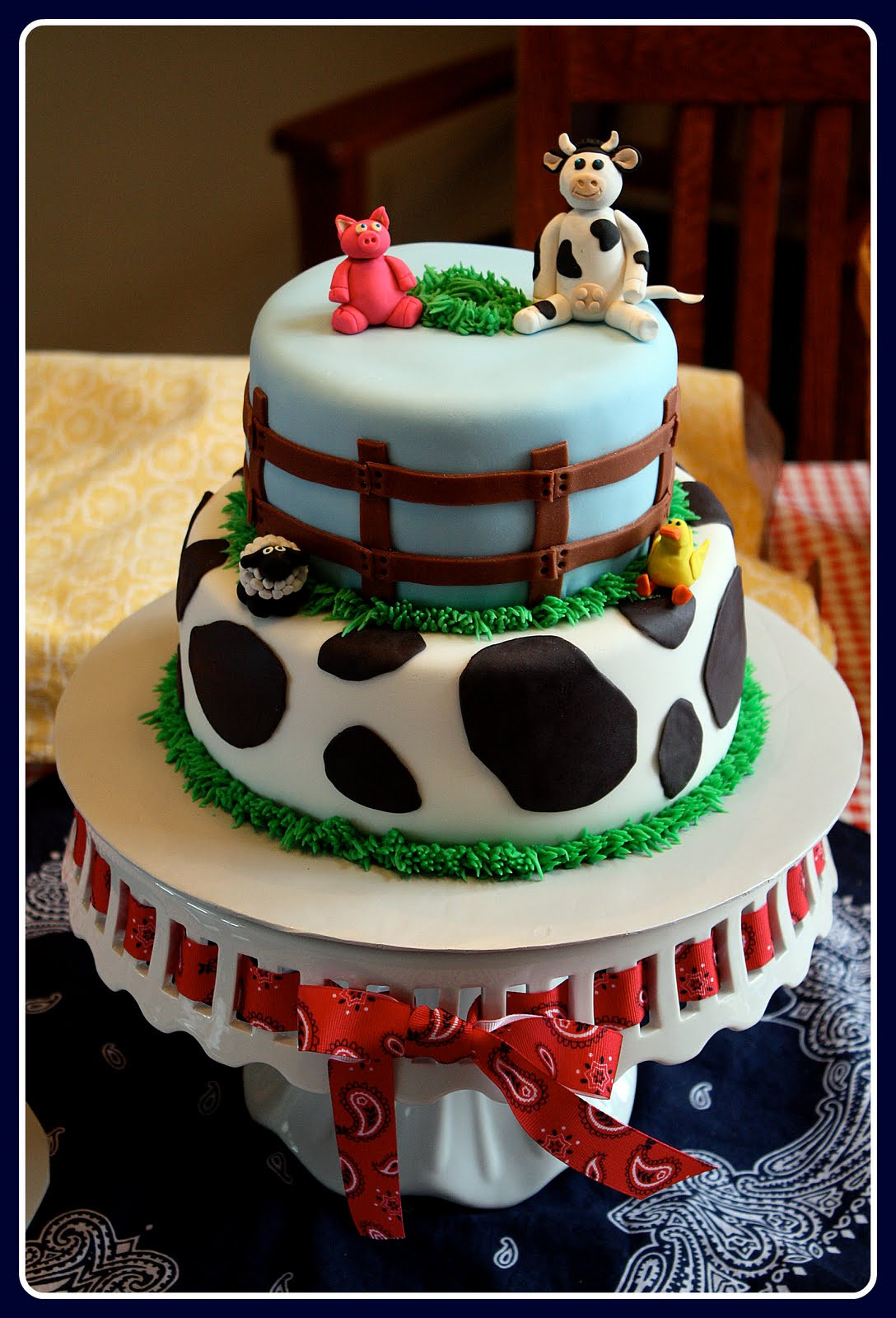 Barnyard Birthday Cake
 Parties and Pretties Barnyard Birthday Party