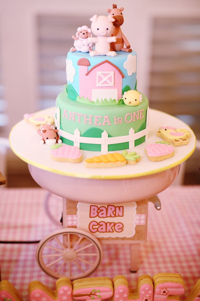 Barnyard Birthday Cake
 Kara s Party Ideas Pink Barnyard Birthday Party