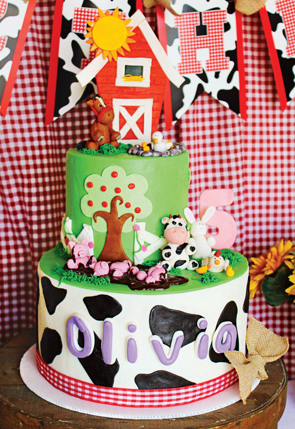 Barnyard Birthday Cake
 Sunny & Sweet Farm Animals Birthday Party Hostess with