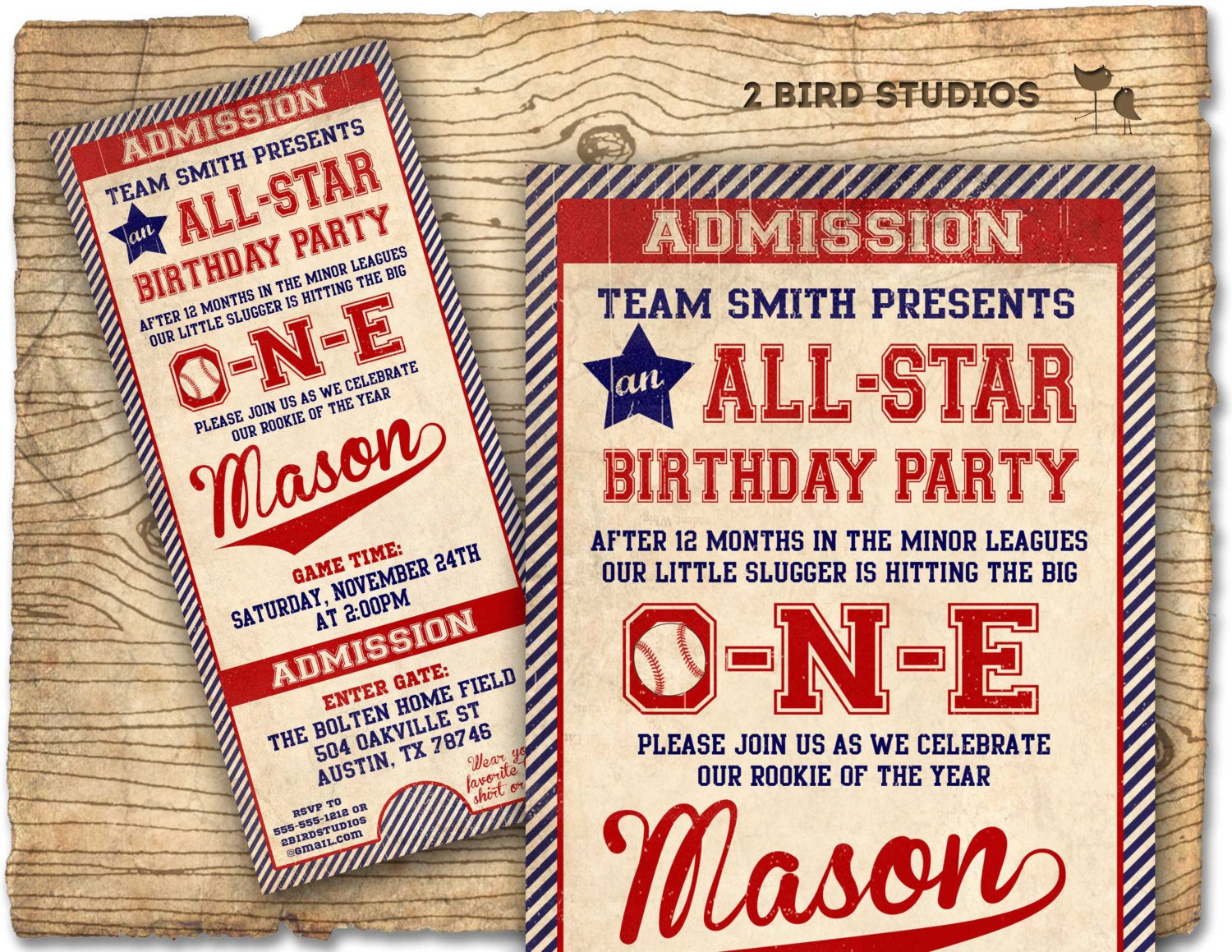 Baseball Birthday Invitations
 Baseball birthday invitation first birthday by 2birdstudios