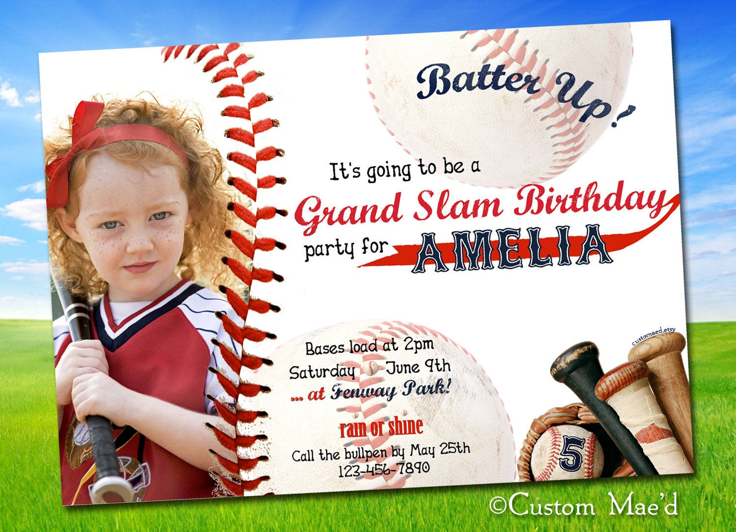 Baseball Birthday Invitations
 Baseball Birthday Invitations PERSONALIZED Printable by