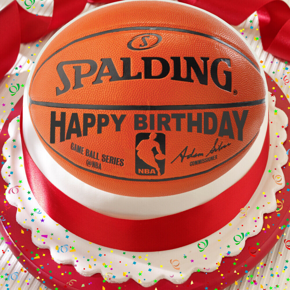 Basketball Birthday Cakes
 BASKETBALL HAPPY BIRTHDAY 7 5 INCH PRECUT EDIBLE CAKE