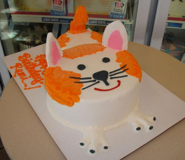 Baskin Robbins Birthday Cakes
 White and orange cat birthday cake by Baskin Robbins JPG