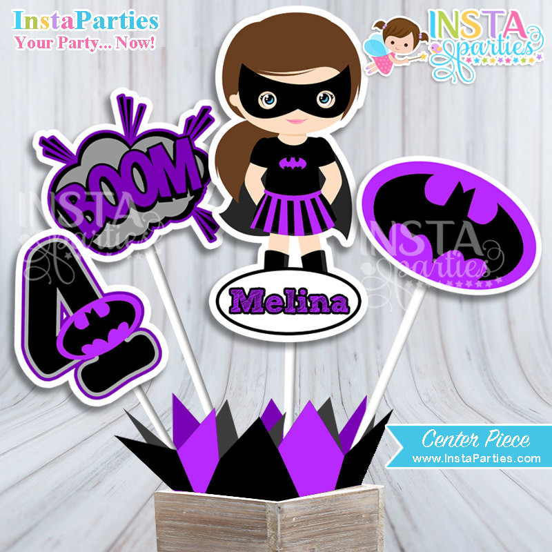 Batgirl Birthday Party Supplies
 Batgirl centerpieces superhero Superheroes batman girl