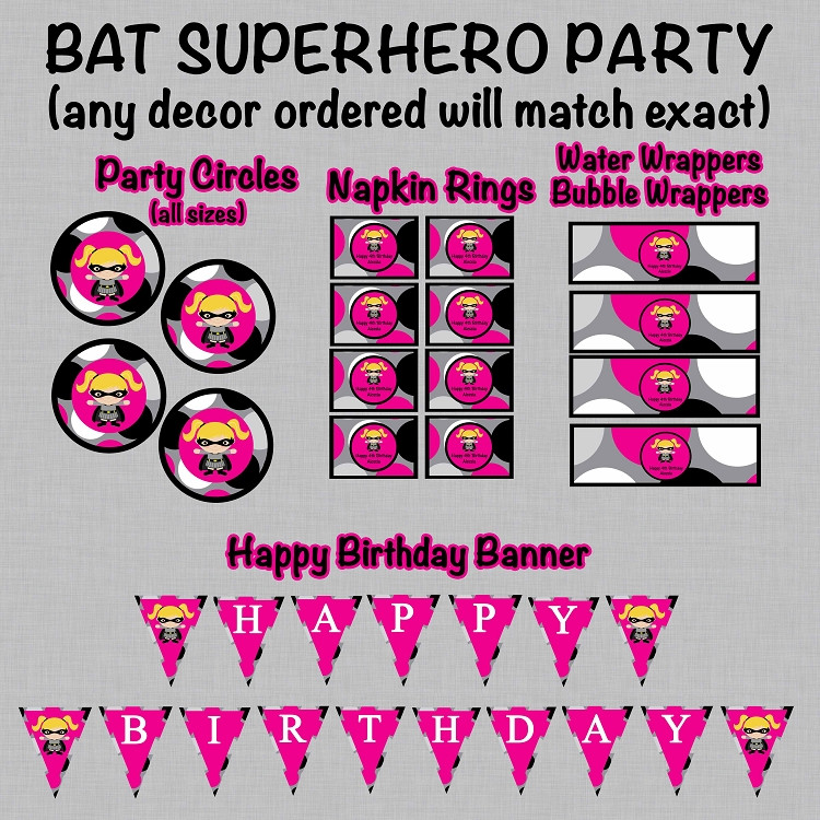 Batgirl Birthday Party Supplies
 Batgirl Superhero Birthday Invitations