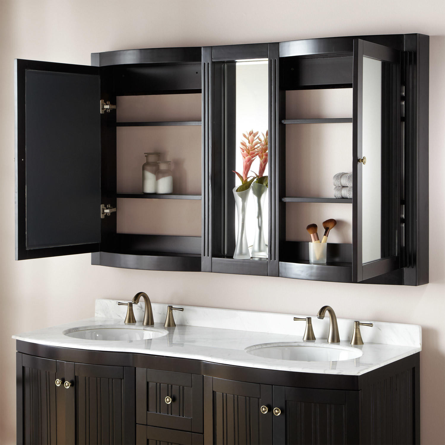 Bathroom Cabinet Mirrors
 60" Palmetto Espresso Double Vanity Bathroom