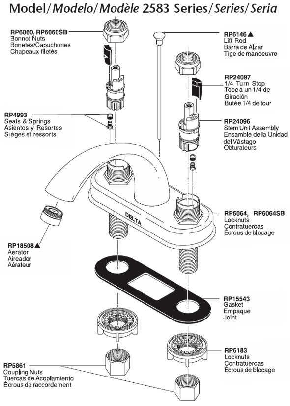 Bathroom Faucet Parts Diagram
 PlumbingWarehouse Delta Bathroom Faucet Parts For