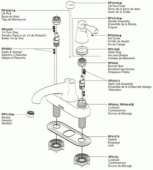 Bathroom Faucet Parts Diagram
 Delta Faucet Repair Parts Diagram