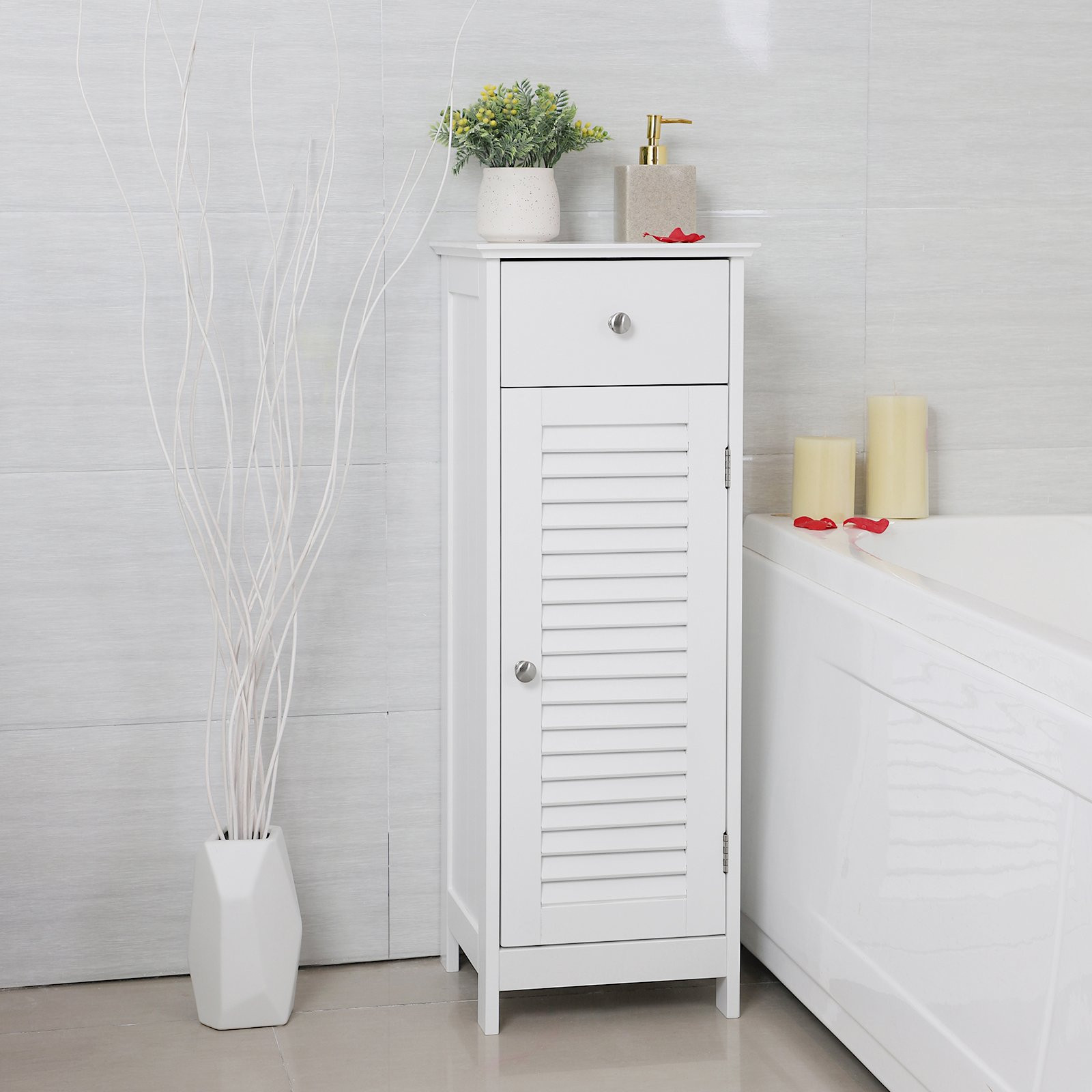 Bathroom Floor Storage Cabinets White
 VASAGLE Bathroom Floor Cabinet Storage Organizer Set with