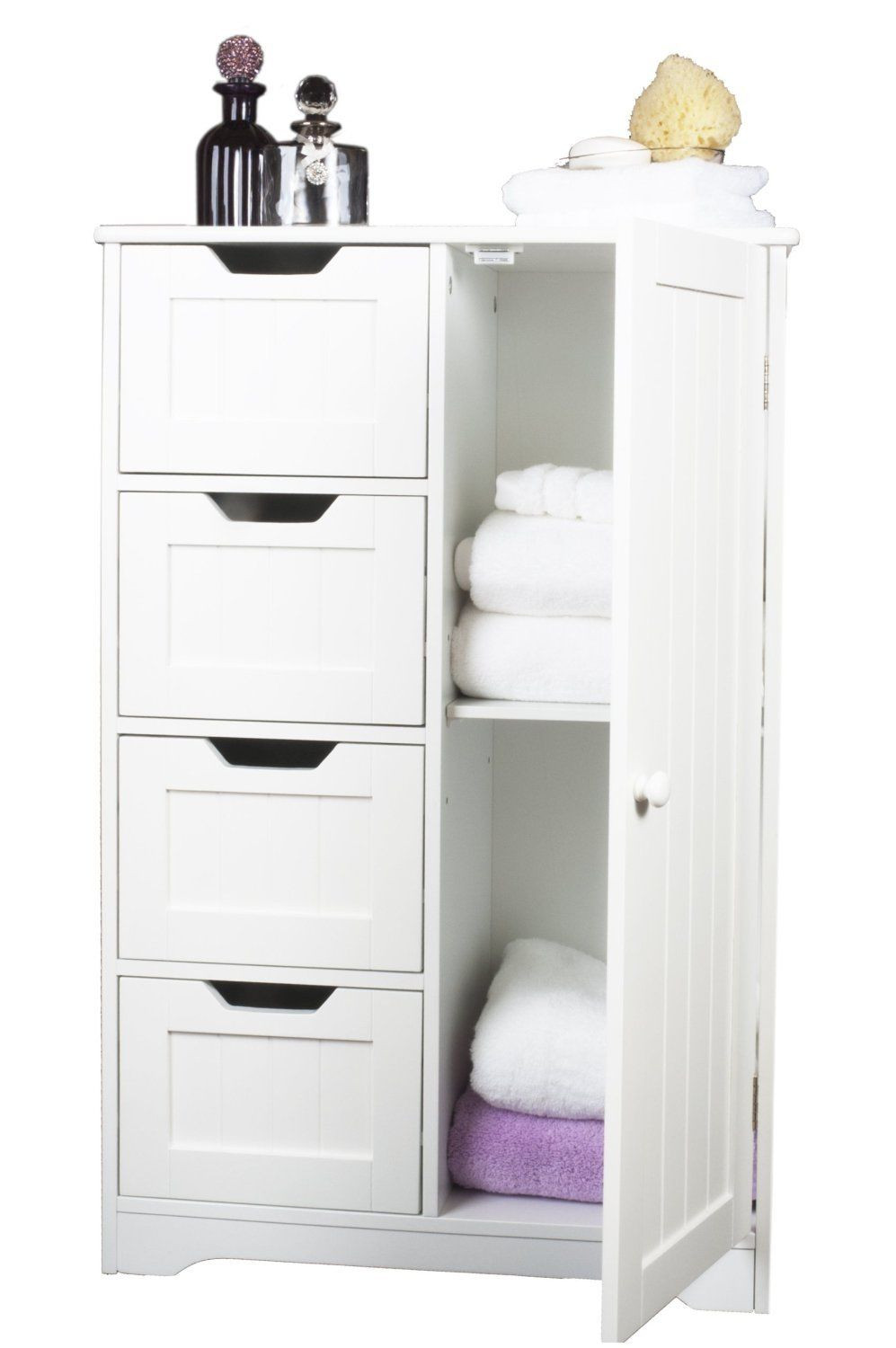 Bathroom Floor Storage Cabinets White
 White Bathroom Floor Cabinet Freestanding With 4 Drawers