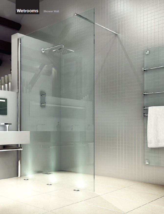 Bathroom Glass Wall
 Merlyn 8 Series Wetrooms Clear Glass Shower Wall 900mm