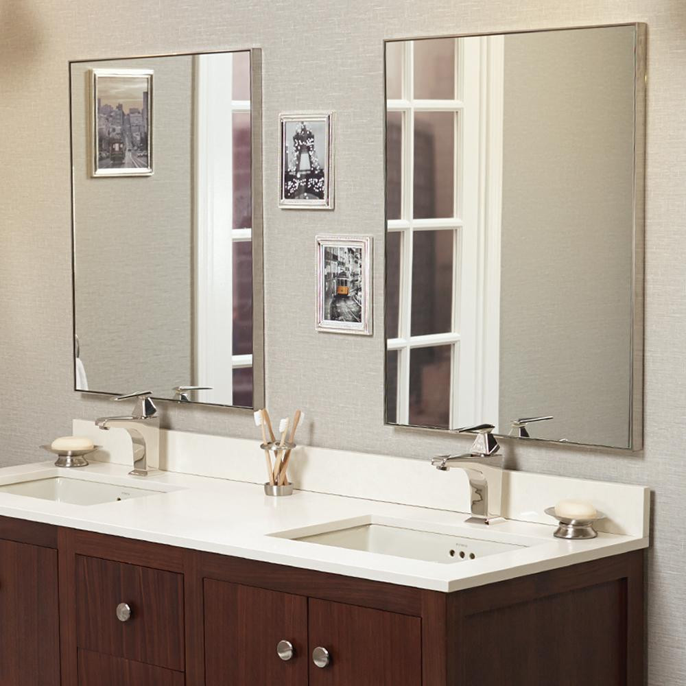 Bathroom Mirror Frames
 24" Fortune Contemporary Metal Framed Bathroom Mirror In