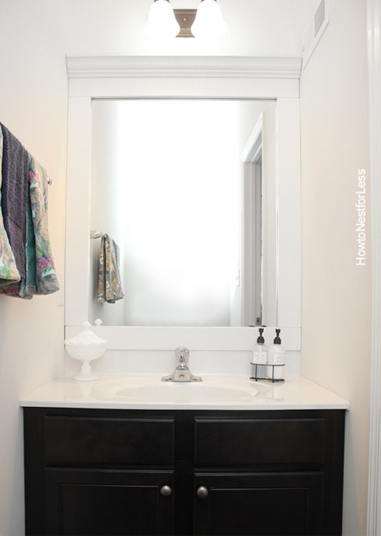 Bathroom Mirror Frames
 Powder Room Makeover How to Nest for Less™