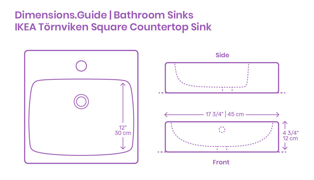 Bathroom Sink Size Guide
 IKEA Törnviken Square Countertop Bathroom Sink Dimensions