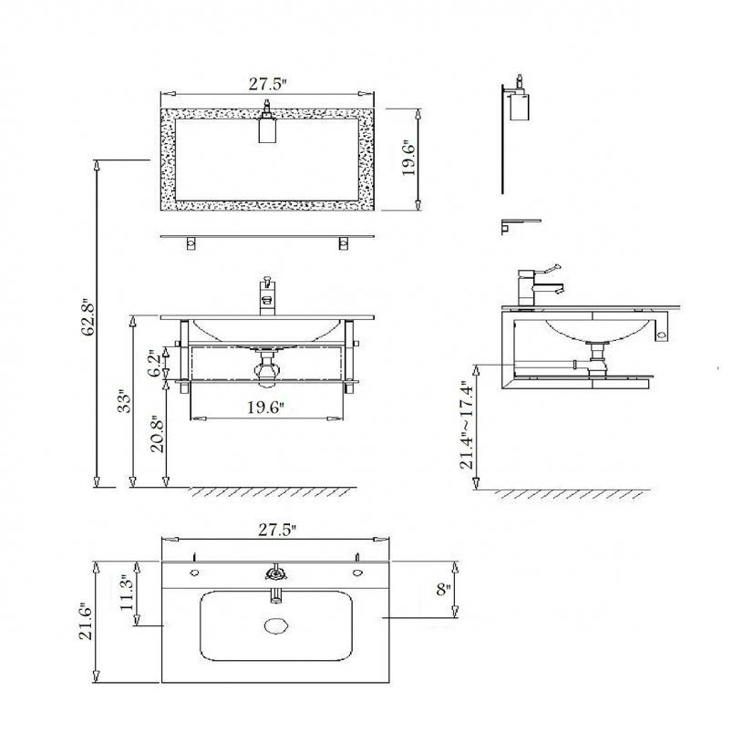 Bathroom Sink Size Guide
 Makeup Vanity Table Dimensions Home Decor