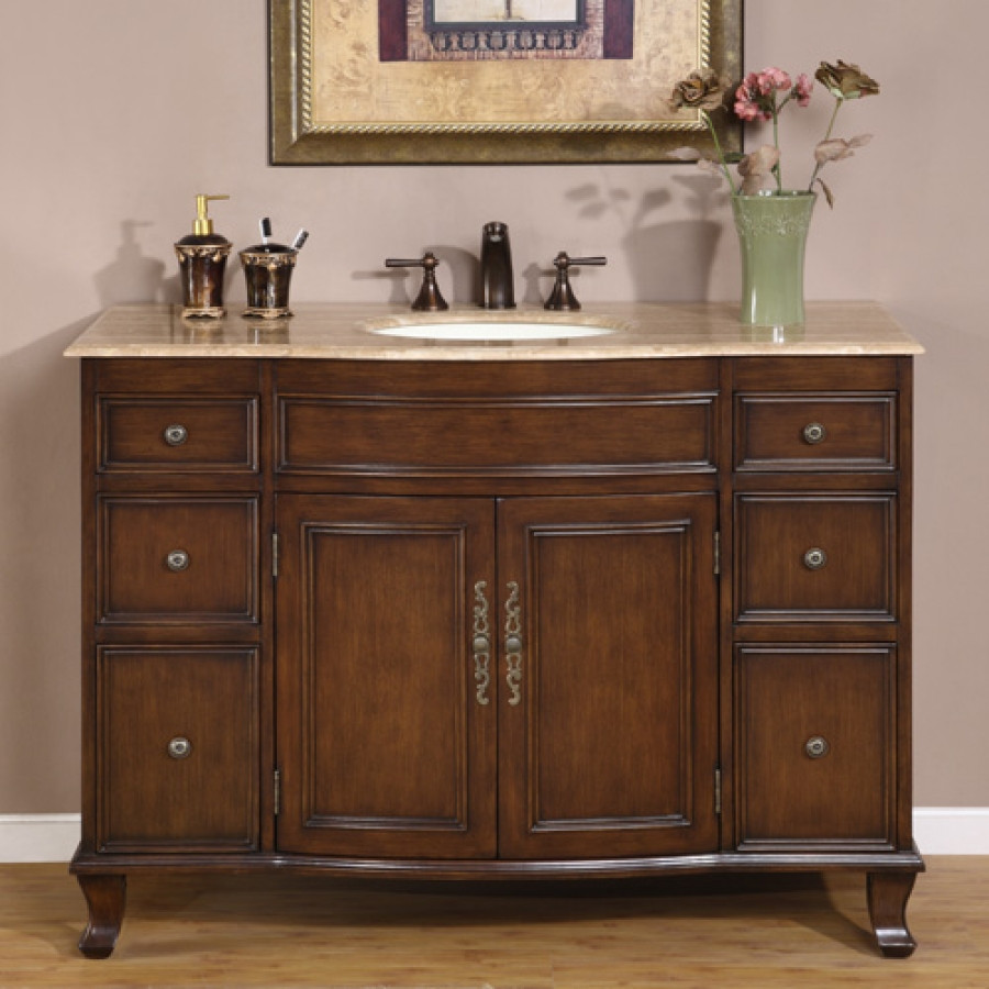 Bathroom Sinks With Cabinet
 48 Inch Antique Brown Single Sink Bathroom Vanity with