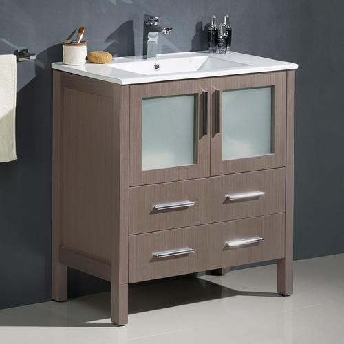 Bathroom Vanity 30 X 18
 Fresca 30"W x 18"D Gray Oak Torino Vanity and Vanity Top