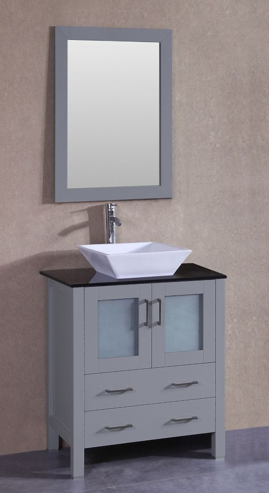 Bathroom Vanity 30 X 18
 Bosconi 30 inch W x 18 inch D Bath Vanity in Gray with