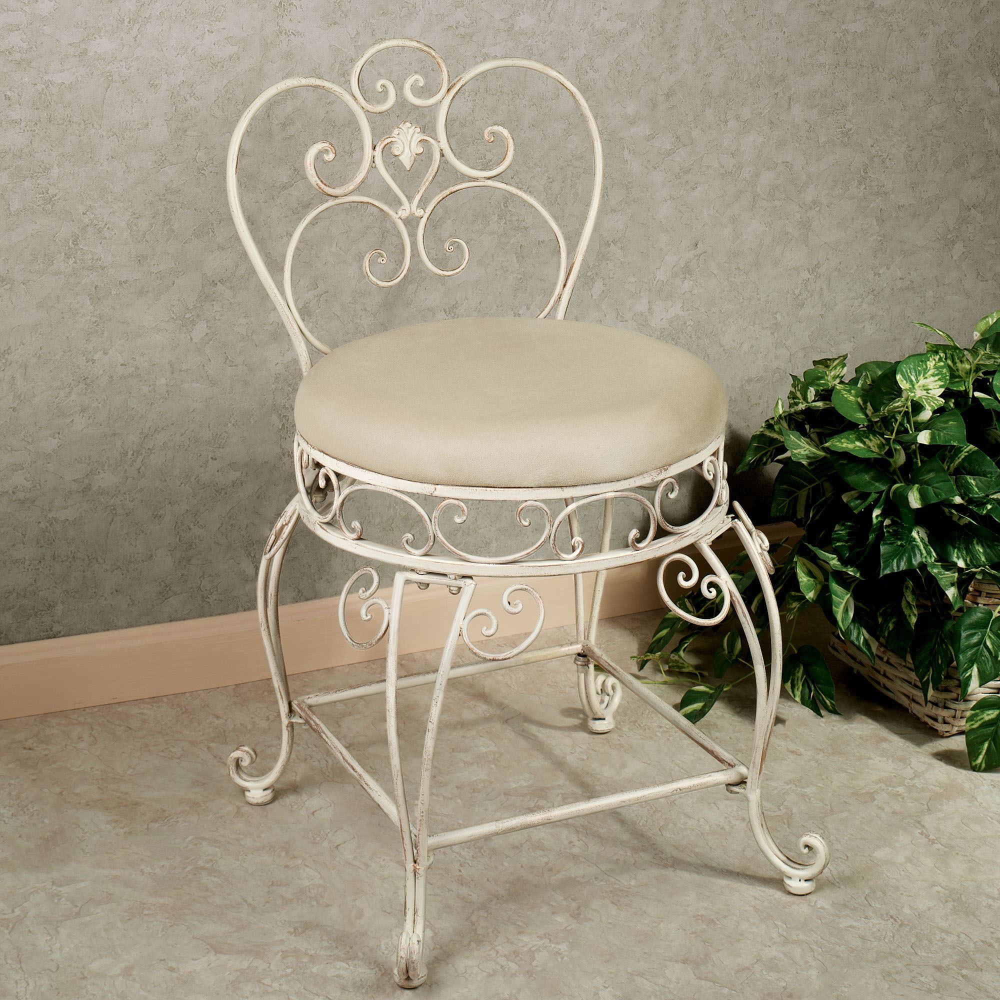 Bathroom Vanity Chairs With Backs
 Aldabella Creamy Gold Upholstered Vanity Chair