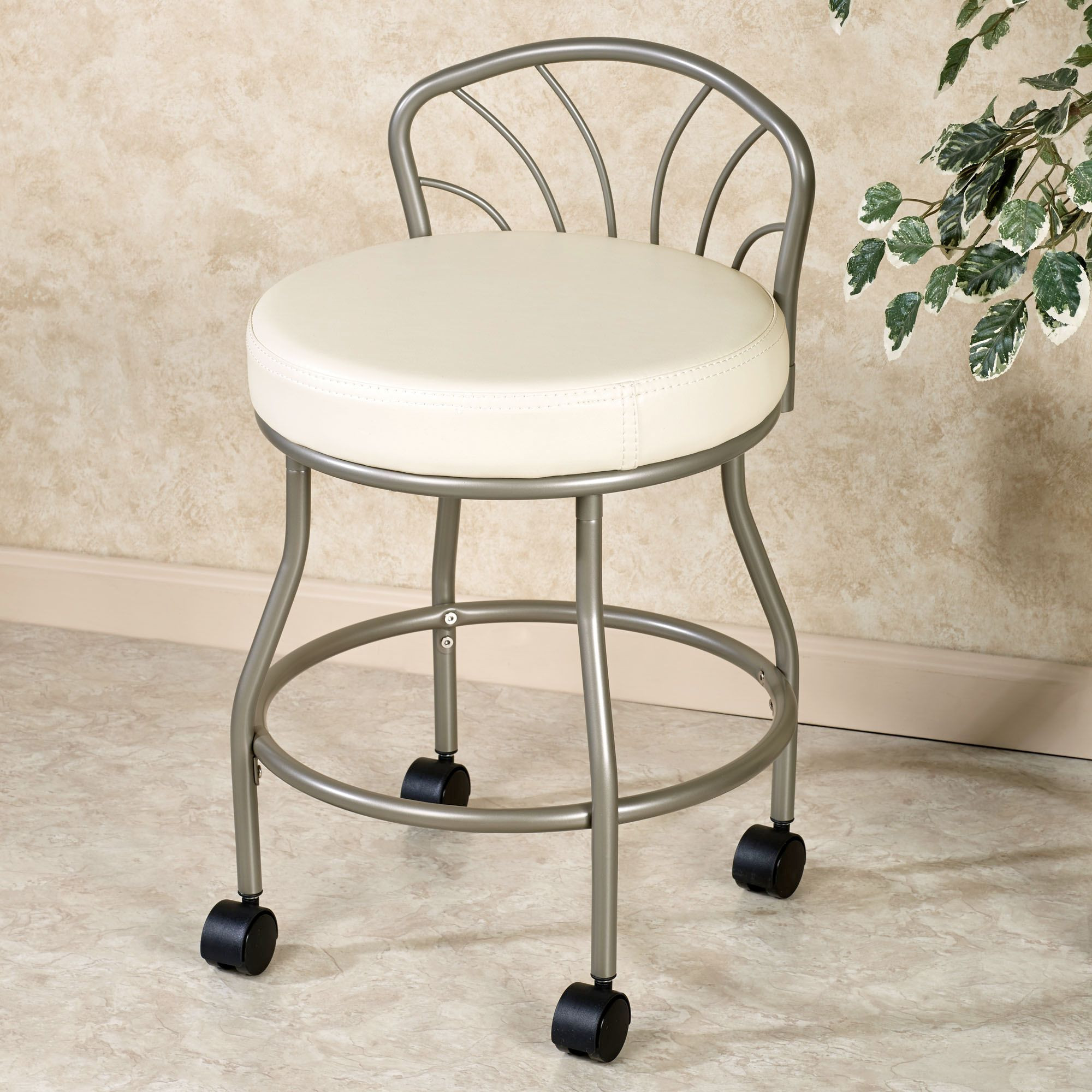 Bathroom Vanity Chairs With Backs
 Flare Back Powder Coat Nickel Finish Vanity Chair with