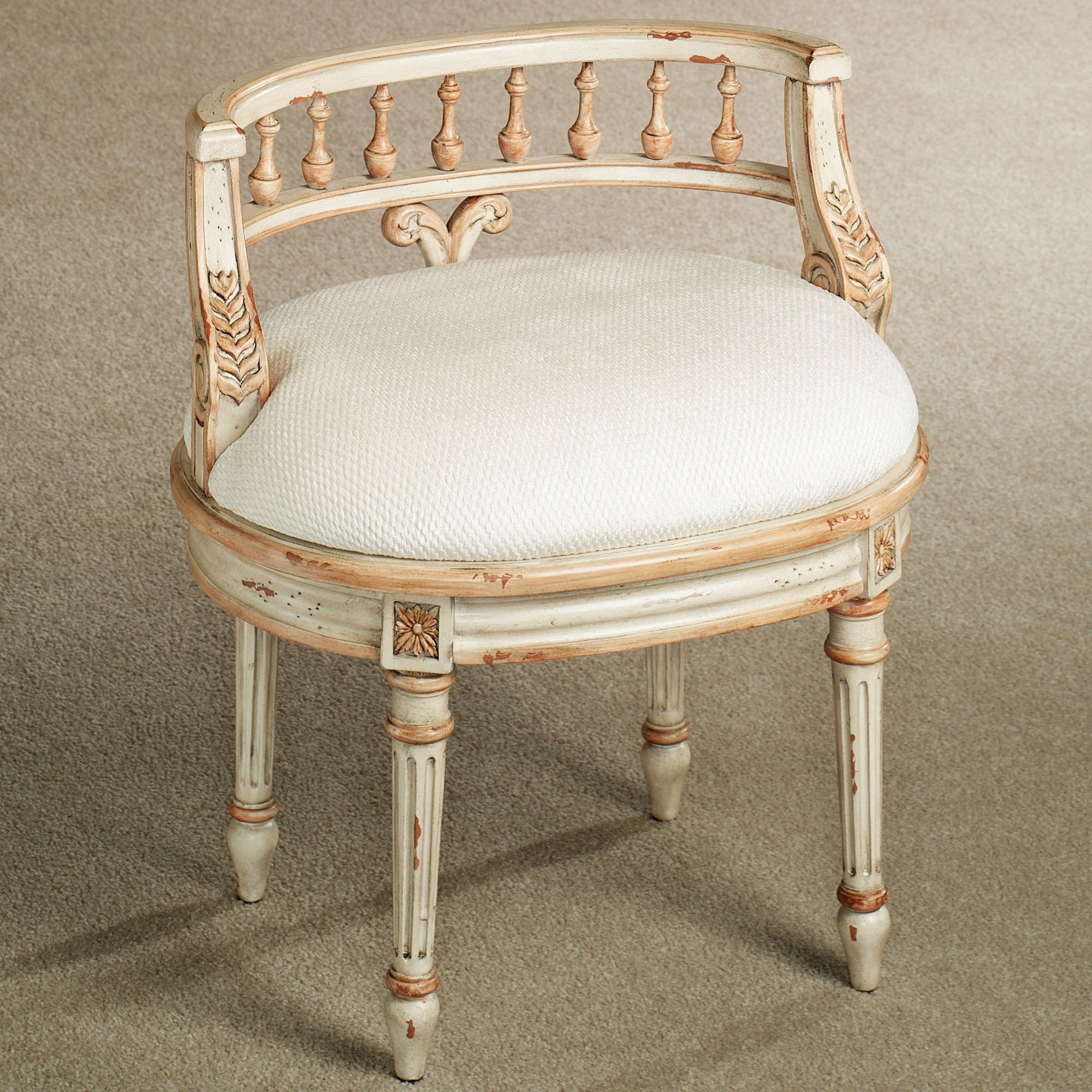 Bathroom Vanity Chairs With Backs
 Queensley Upholstered Antique Ivory Vanity Chair