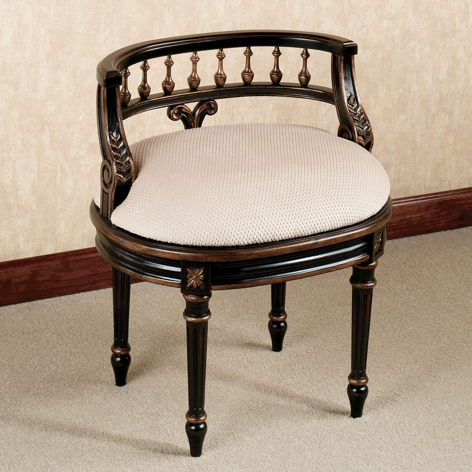 Bathroom Vanity Chairs With Backs
 Queensley Upholstered Black Walnut Vanity Chair