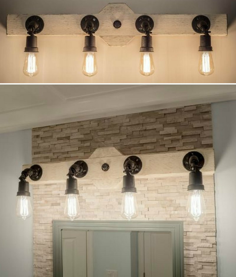 Bathroom Vanity Light Bulbs
 Rustic Industrial Style Bathroom Vanity Light Wood Beam