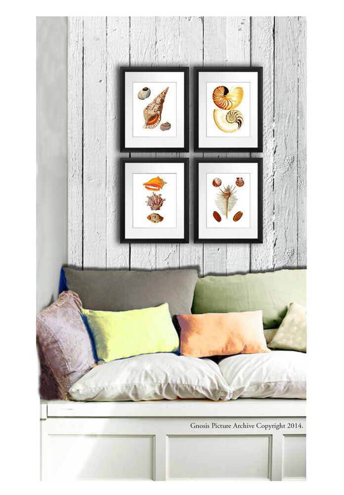 Bathroom Wall Art Sets
 Seashells Beach Bathroom Decor Wall Art Set of 4 Unframed