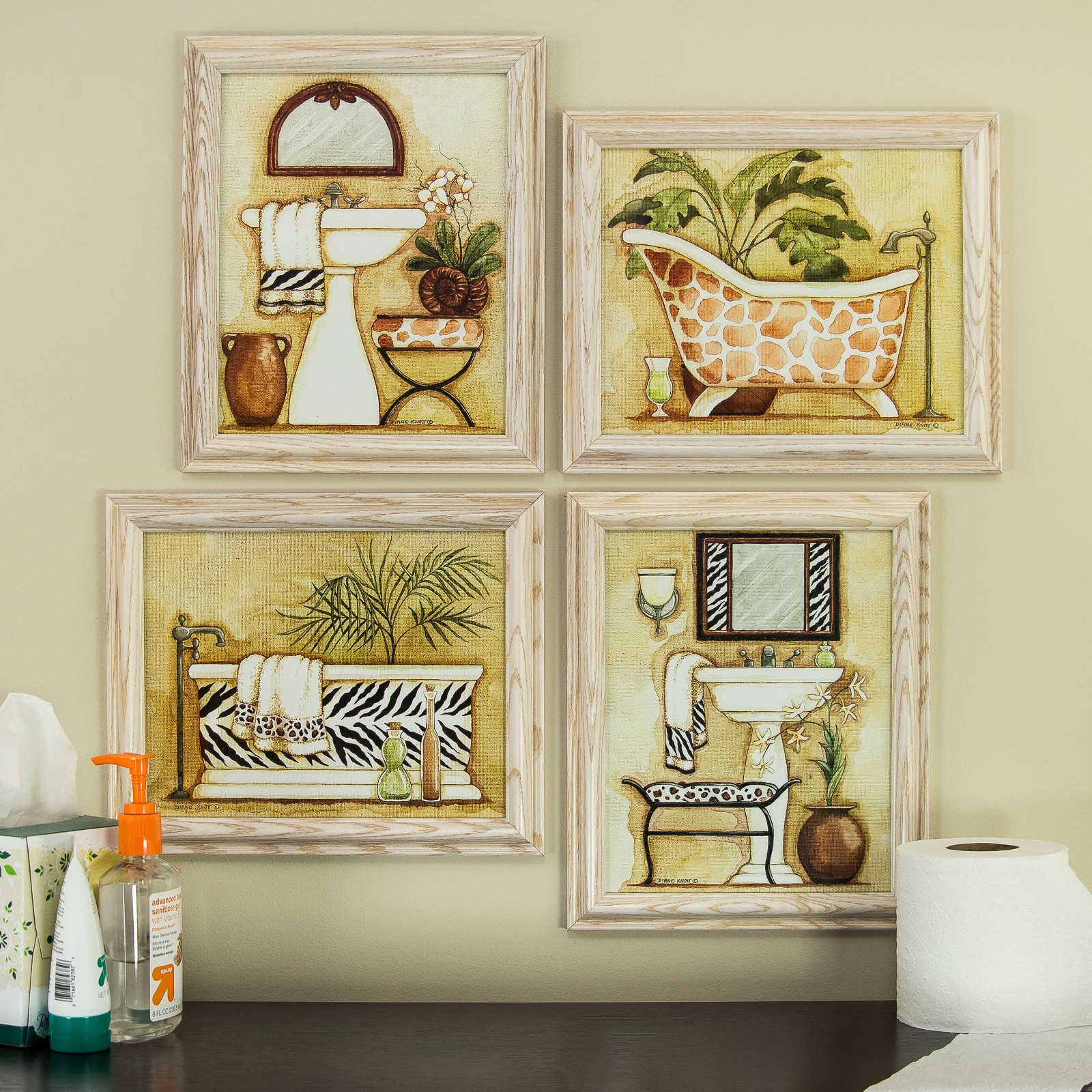 Bathroom Wall Art Sets
 Safari 8x10 Framed Bathroom Wall Art Set in White