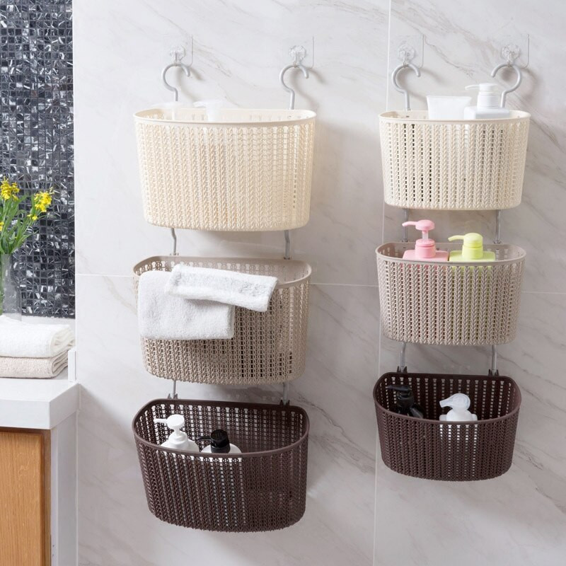 Bathroom Wall Cabinet With Baskets
 Plastic storage basket kitchen spice rack storage basket
