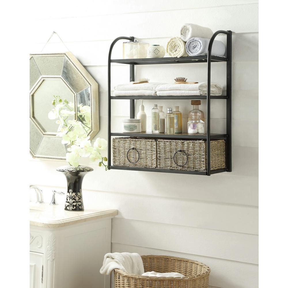 Bathroom Wall Cabinet With Baskets
 4D Concepts Windsor 24 in W Storage Rack with Two Baskets