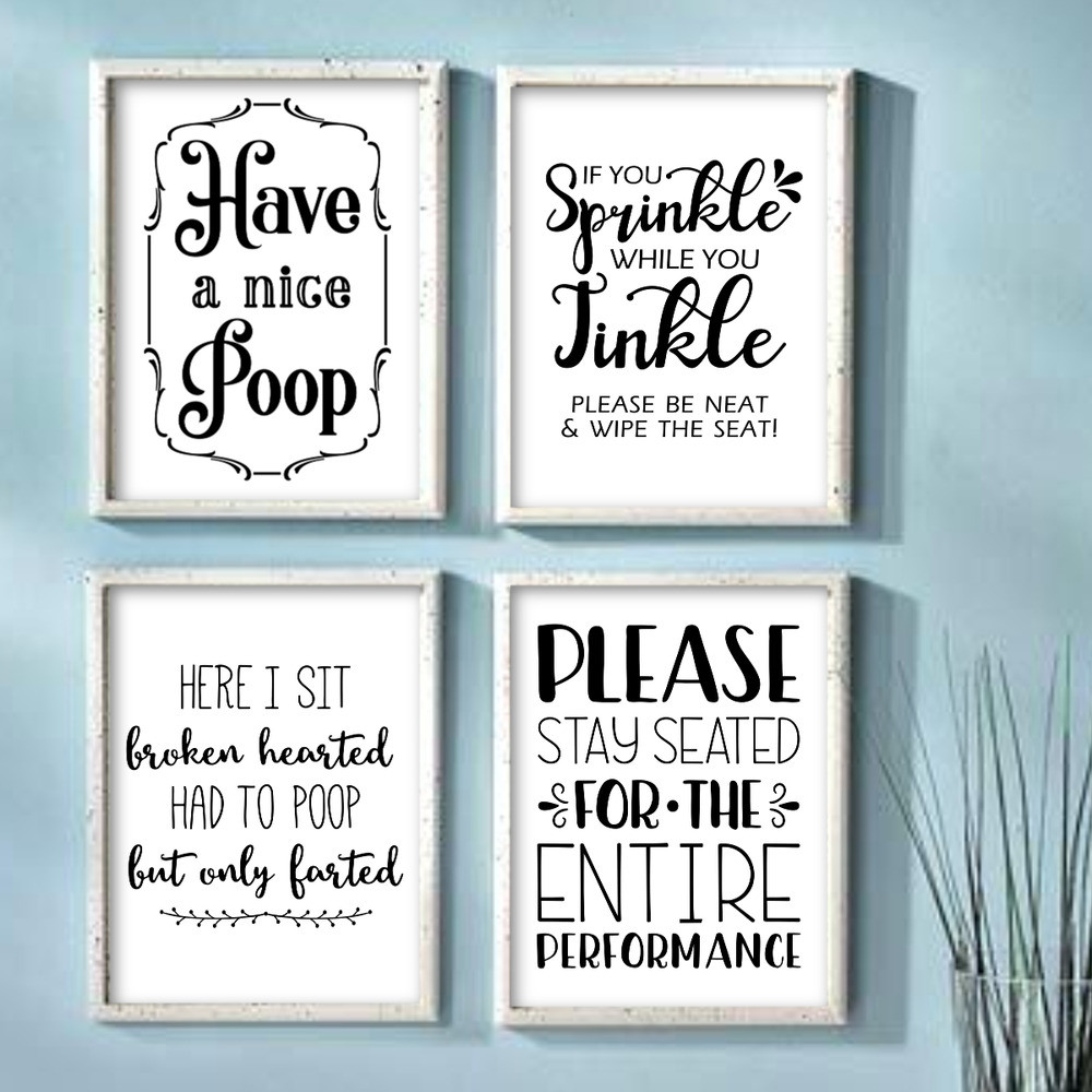 Bathroom Wall Quotes
 Funny Bathroom Wall Art Prints Farmhouse Decor Quotes