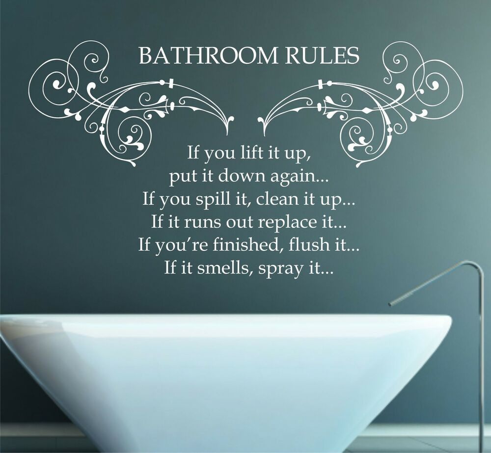 Bathroom Wall Quotes
 Bathroom Rules Quote Vinyl Wall Art Sticker Decal Mural