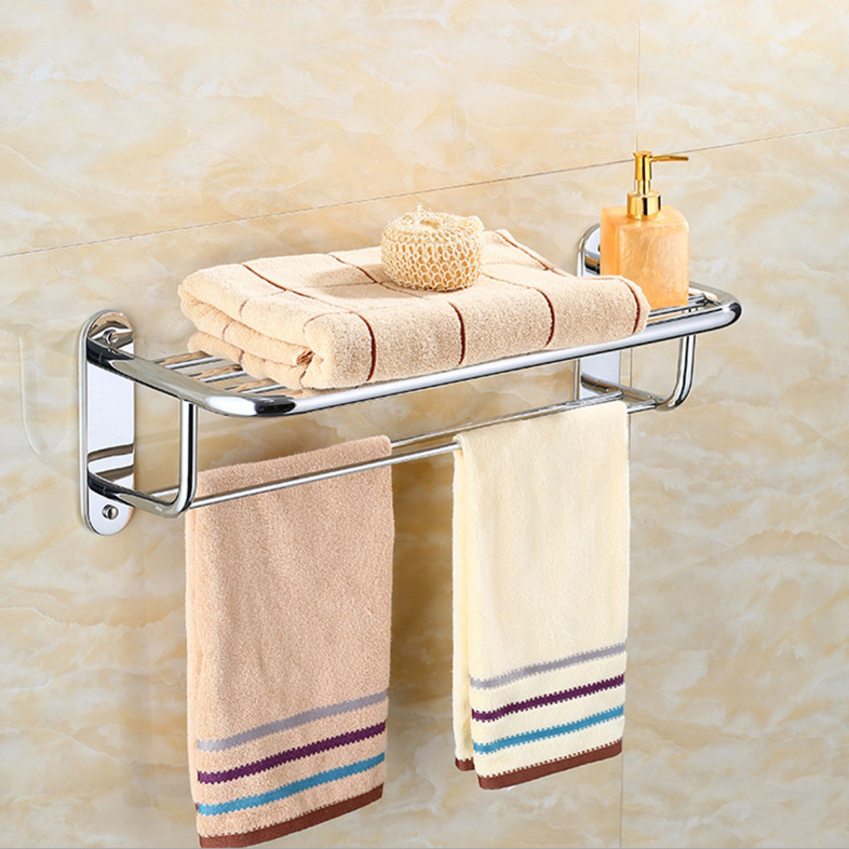 Bathroom Wall Rack
 Chrome Stylish Bathroom Wall Mounted Towel Rail Holder