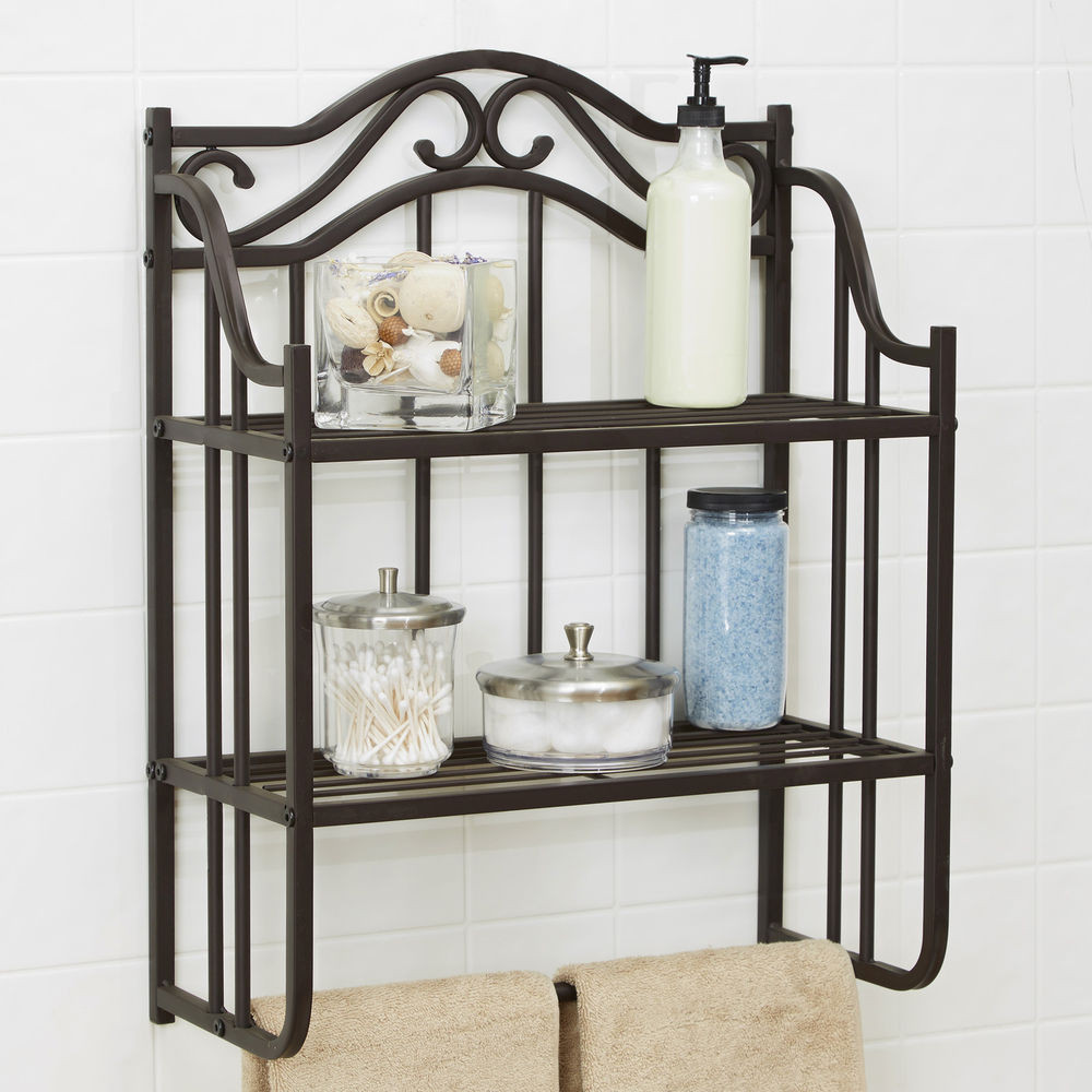 Bathroom Wall Rack
 Vintage Bathroom Wall Shelf Antique Storage Metal Shelves