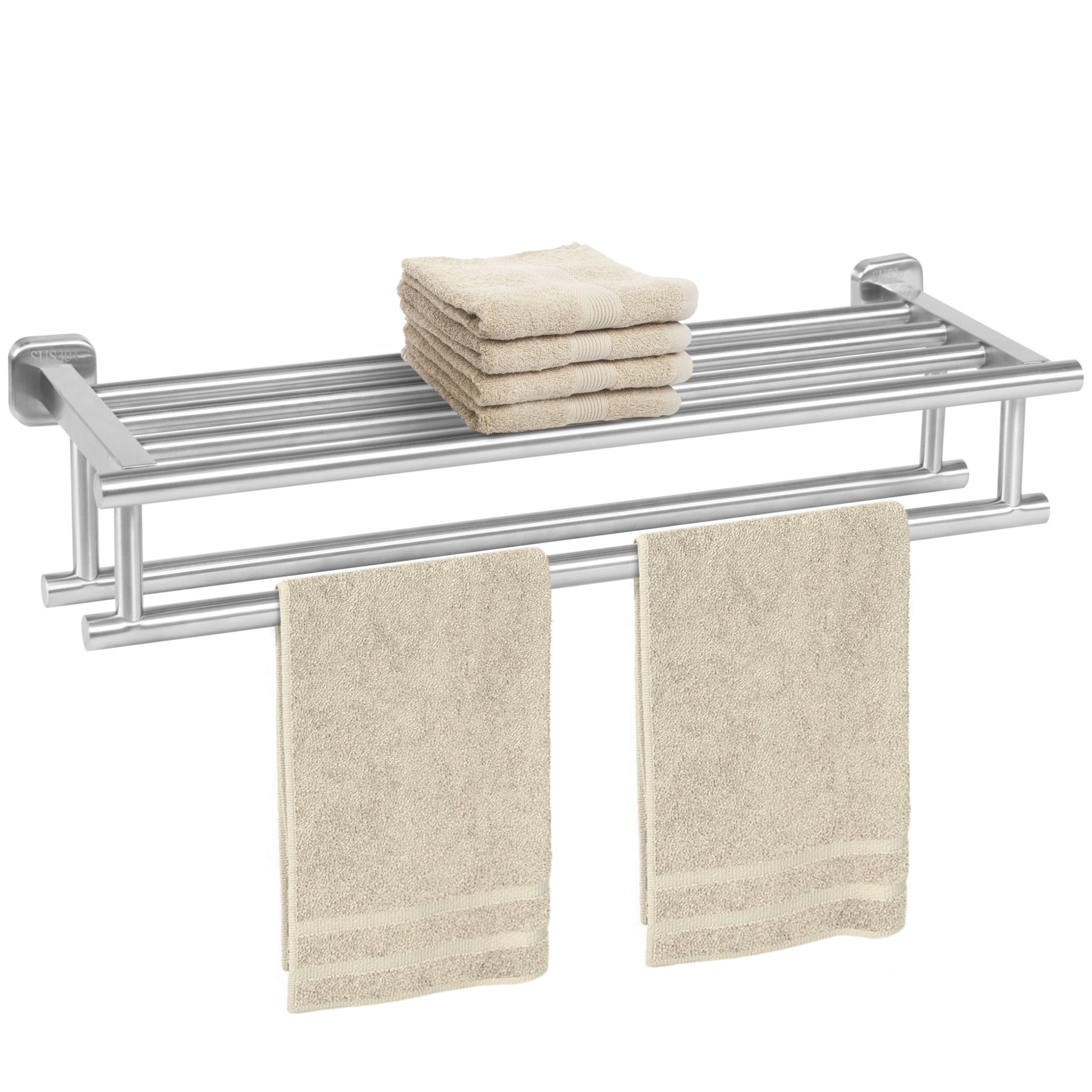 Bathroom Wall Rack
 Stainless Steel Double Towel Rack Wall Mount Bathroom