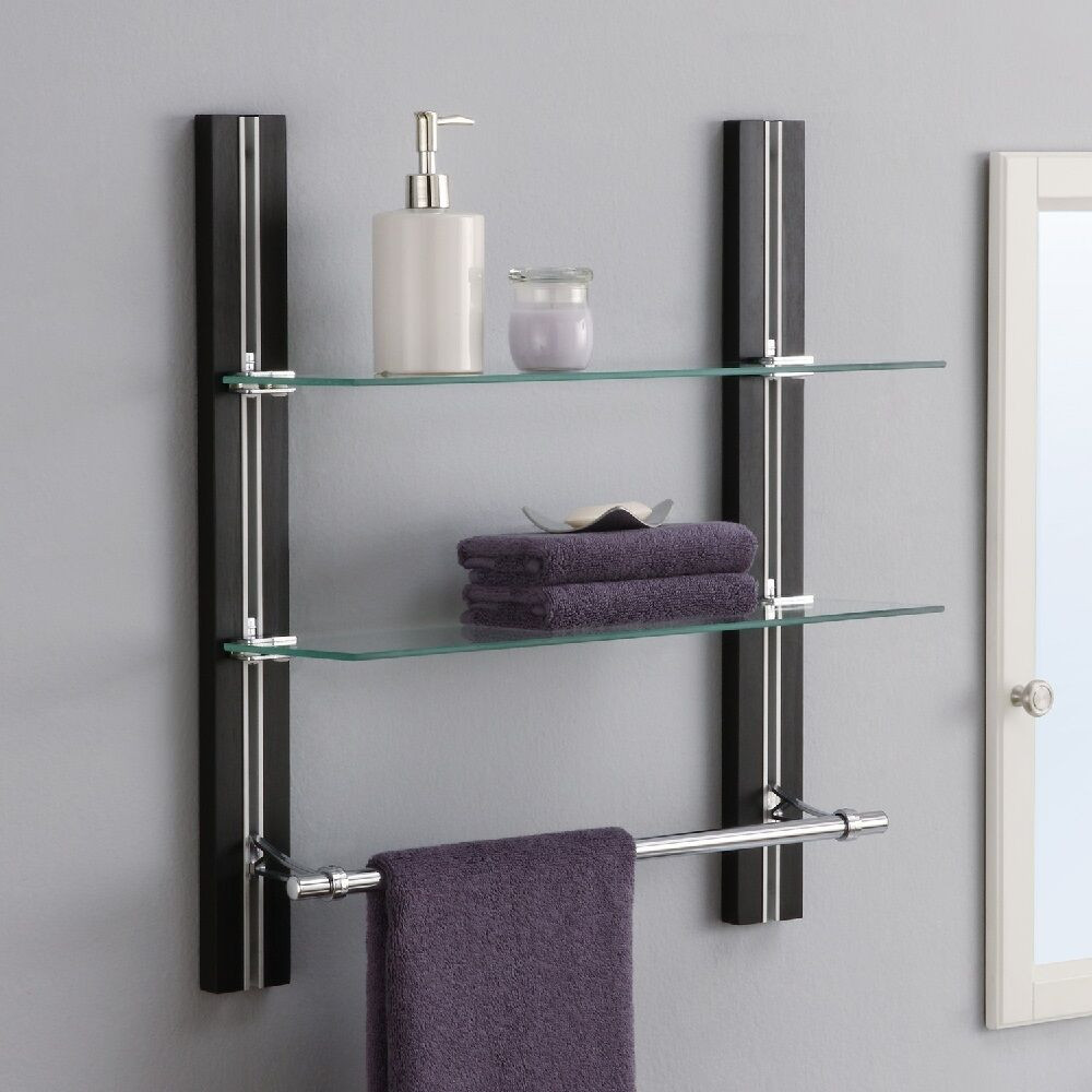 Bathroom Wall Rack
 Bathroom Shelves Wall Mounted Wood Towel Rack Adjustable