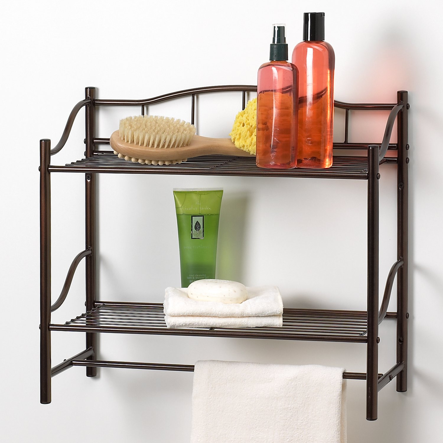 Bathroom Wall Rack
 Bathroom 2 Shelf Organizer Towel Bar Wall Mounted Caddy