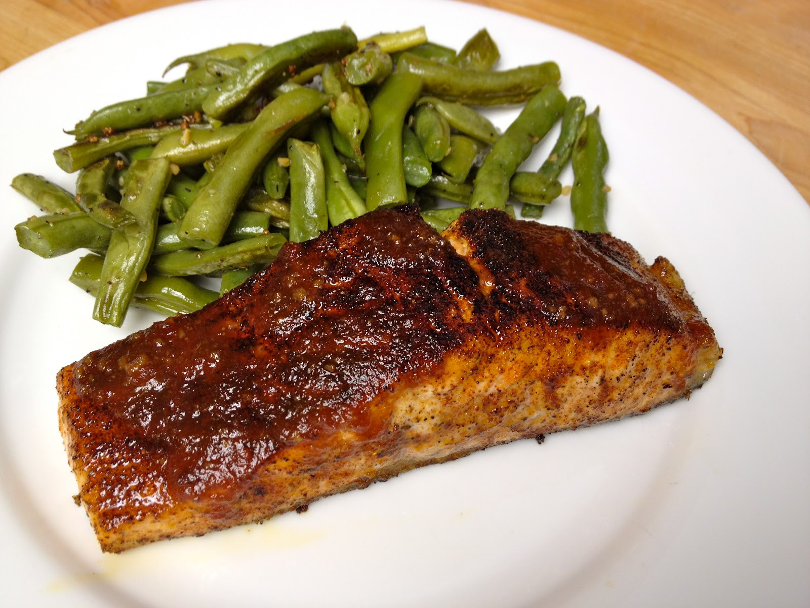 Bbq Sauce Salmon
 Pan seared Oven finished Salmon with Barbecue Sauce