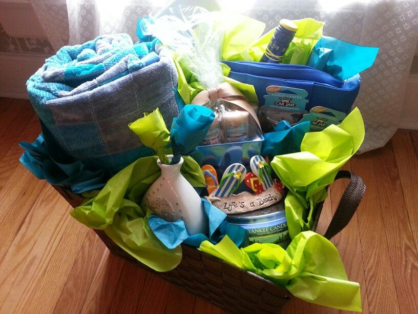 Beach Bag Gift Basket Ideas
 Beach themed t basket Contains a beach bag cooler tote