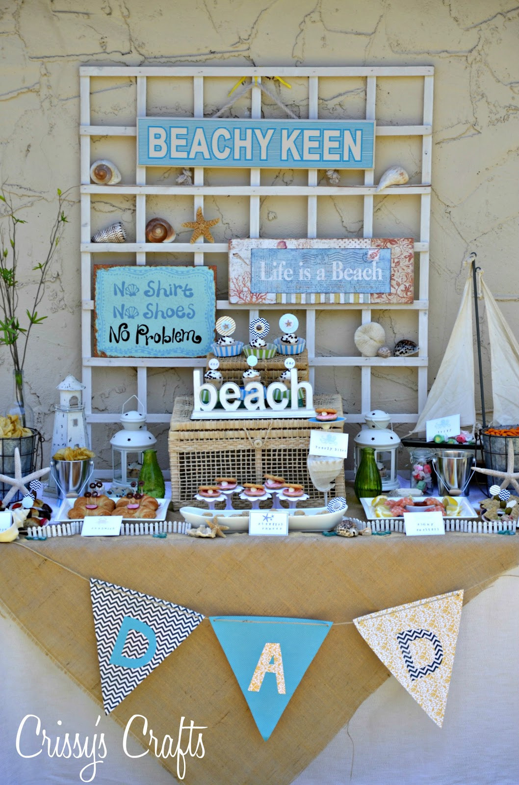 Beach Party Ideas College
 Crissy s Crafts Beachy Kneen Party