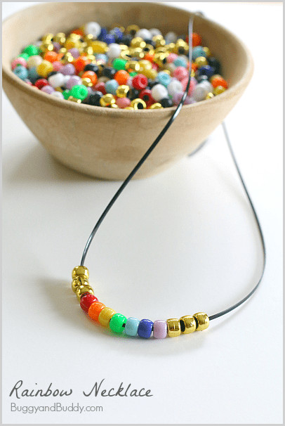 Bead Crafts For Kids
 Beaded Rainbow Necklace Craft for Kids Buggy and Buddy