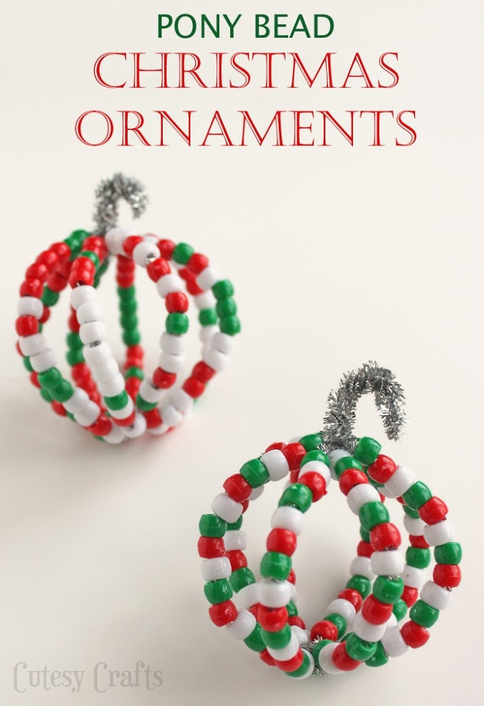 Bead Crafts For Kids
 Pony Bead Christmas Ornaments Cutesy Crafts