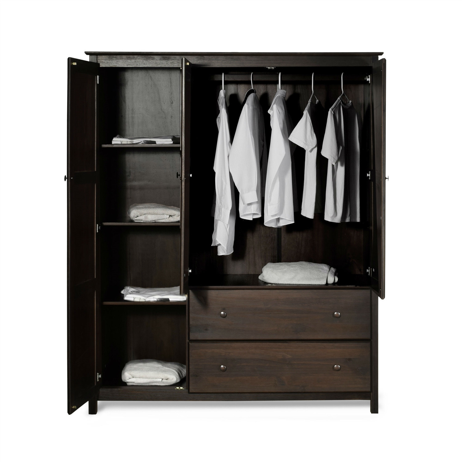 Bedroom Closet Cabinets
 Espresso Wood Finish Bedroom Wardrobe Armoire Cabinet