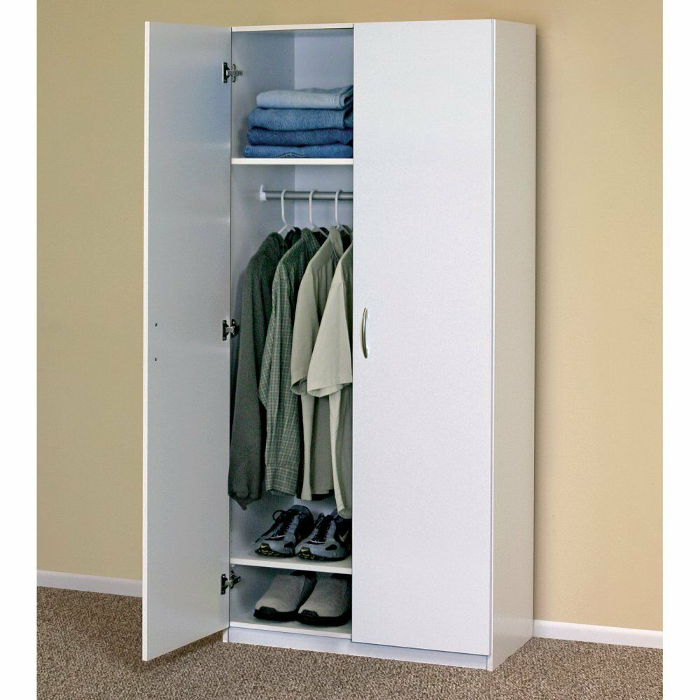 Bedroom Closet Cabinets
 WHITE WARDROBE CABINET Clothing Closet Storage Modern