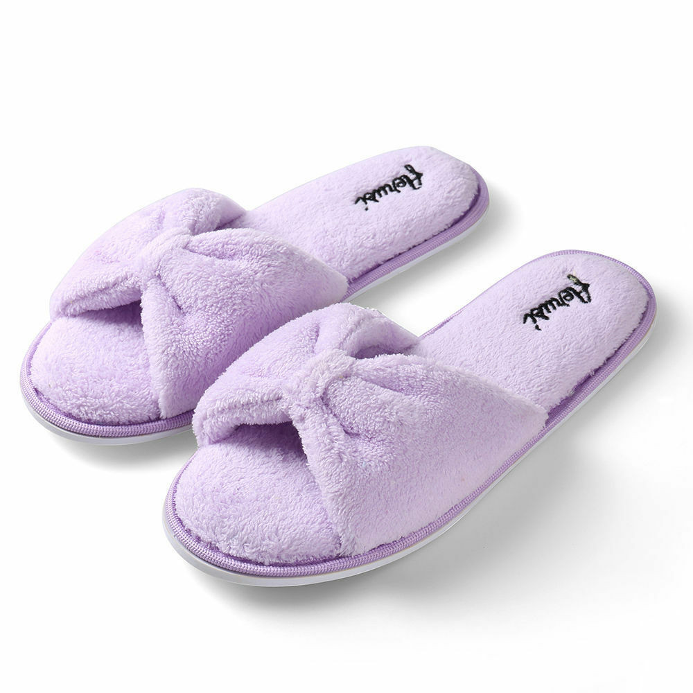 Bedroom Shoes Womens
 Purple Women s Open Toe Bowknot Plush Spa Slipper Indoor