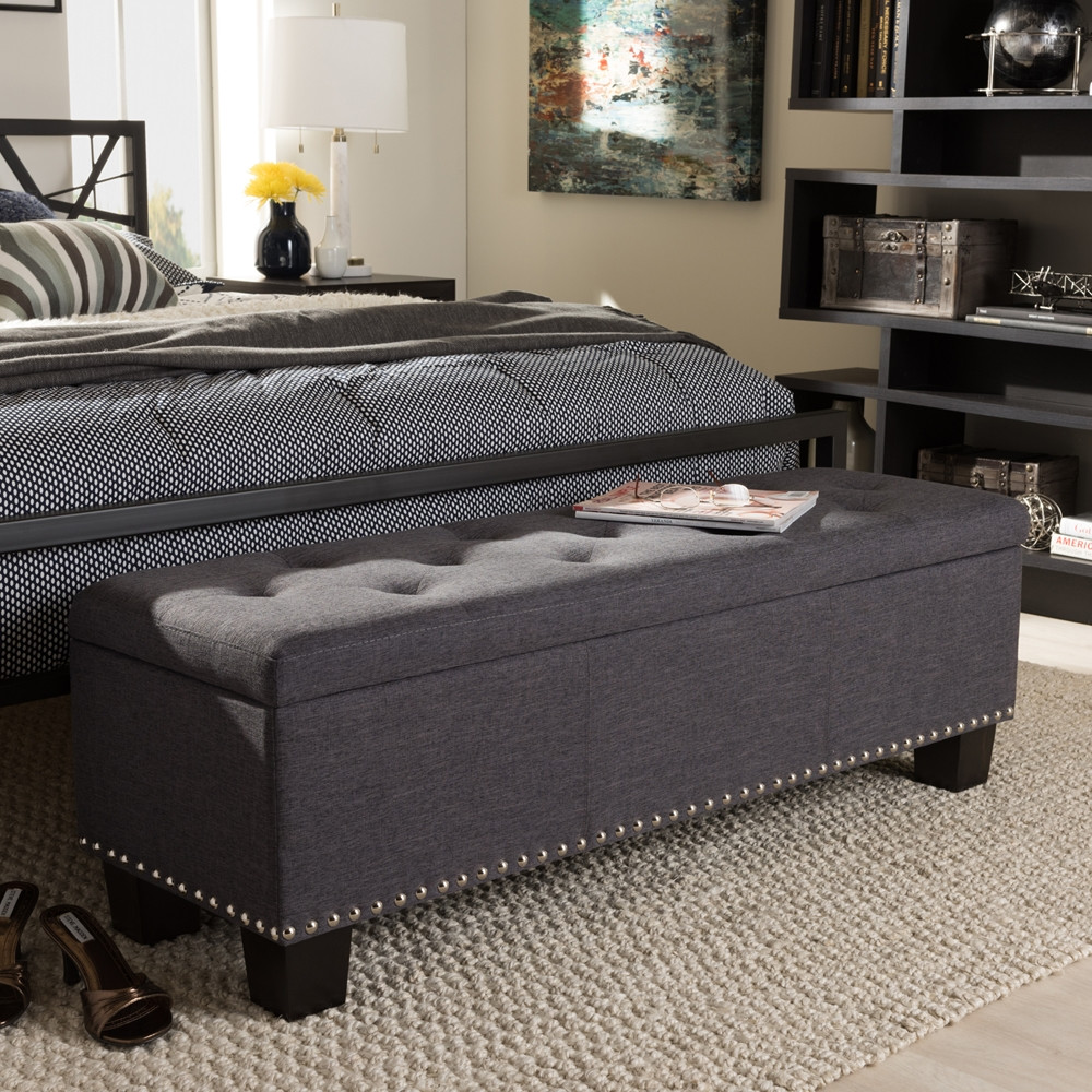 Bedroom Storage Ottoman
 Baxton Studio Hannah Modern and Contemporary Dark Grey