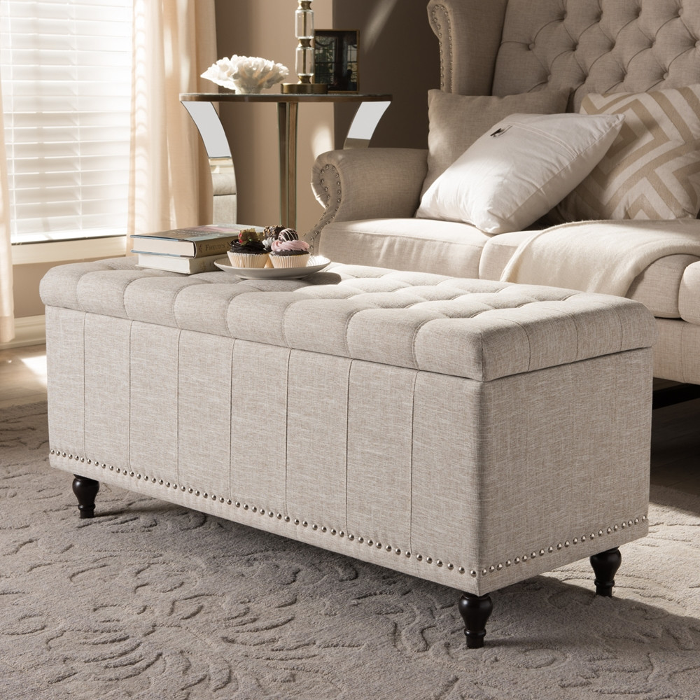 Bedroom Storage Ottoman
 Baxton Studio Kaylee Modern Classic Beige Fabric