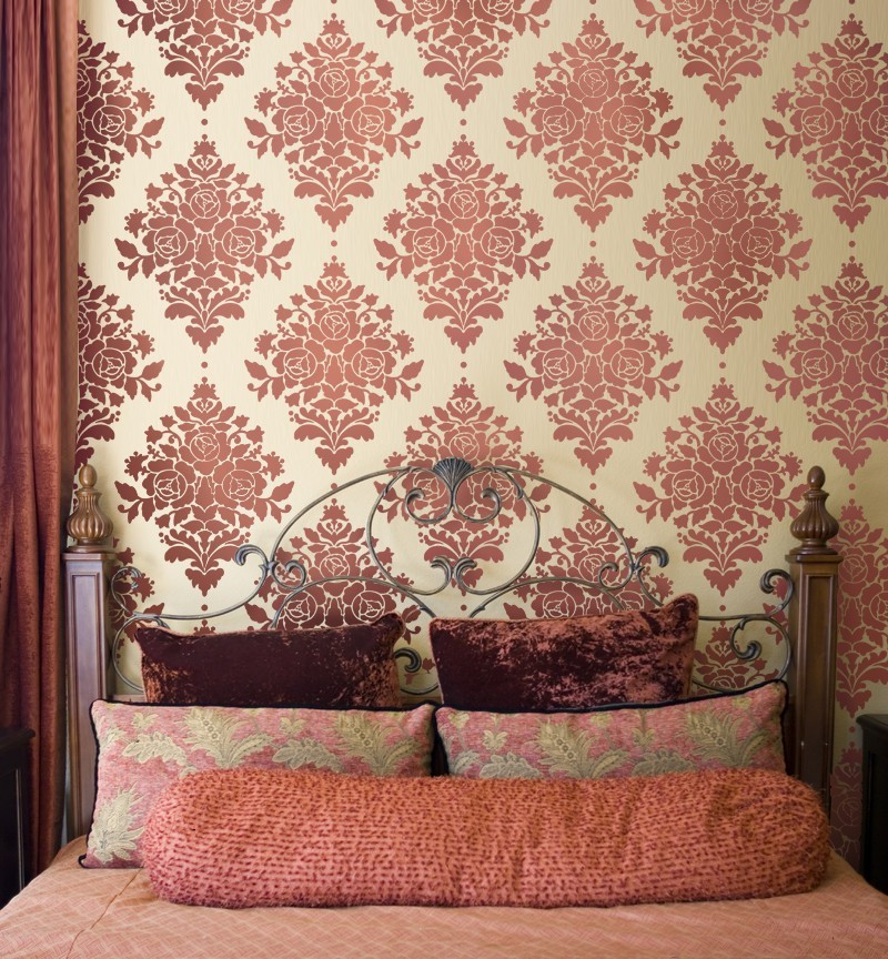 Bedroom Wall Stencils
 Wall Stencil Damask Rose DIY Reusable stencils better