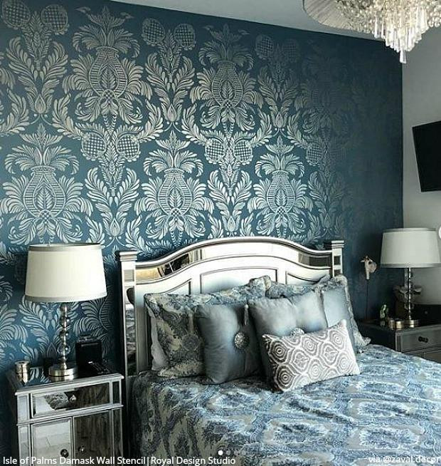 Bedroom Wall Stencils
 25 Luxurious Bedroom Feature Wall Stencils DIY Painted